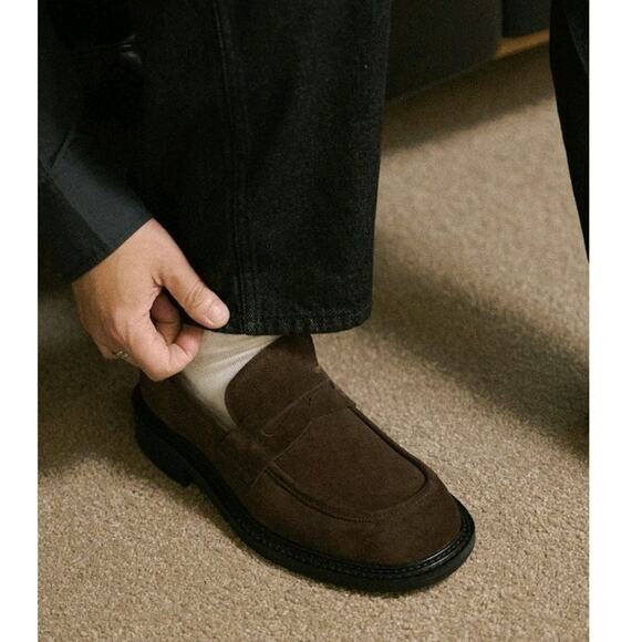 Romantic Move Penny Loafers Brown Suede Korean Sz 260 High Quality US 8 Slip On